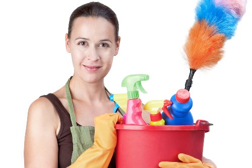 Commercial cleaning team maintaining office cleanliness