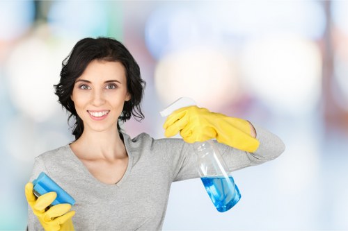 Kitchen surfaces being cleaned during move out cleaning