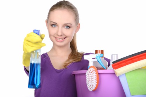 Vacuuming and polishing a living room after move out cleaning