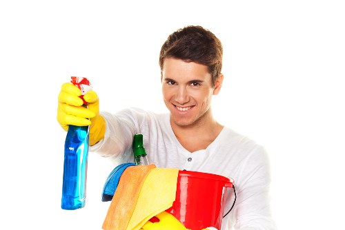 Bathroom deep cleaning focused on tile, fixtures, and sanitizing surfaces